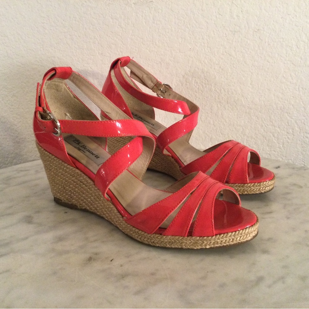L. K. Bennett London Coral Wedge Sandals